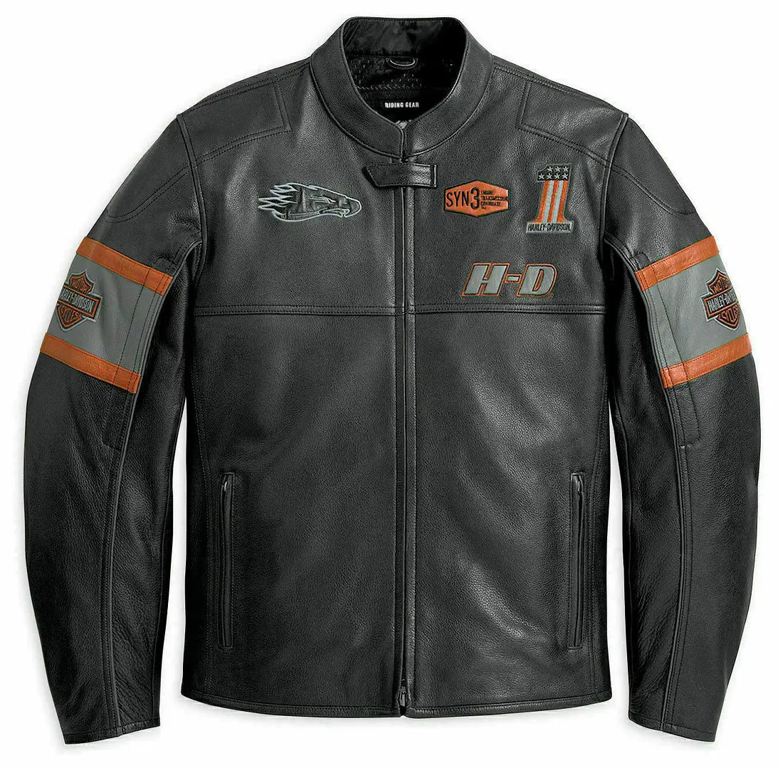 Men’s Motorcycle HD Screaming Eagle Black Cowhide Leather Jacket Harley Davidson