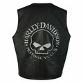 Premium Vest HD Reflective Skull Vest Men’s Harley Motorcycle Cowhide Leather