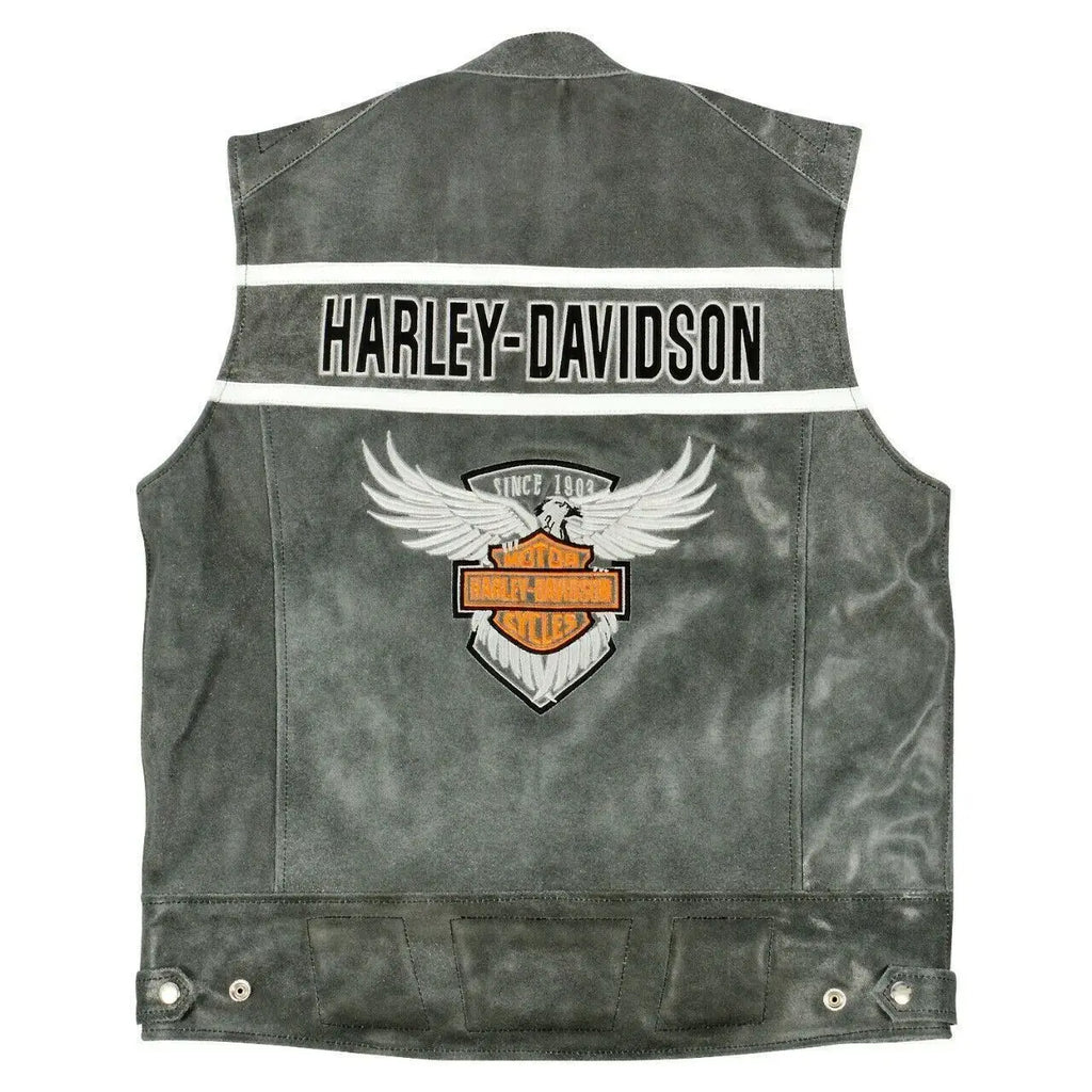 Harley Davidson Men’s Genuine Leather Black Biker Vest Leather Vest Motorcycle
