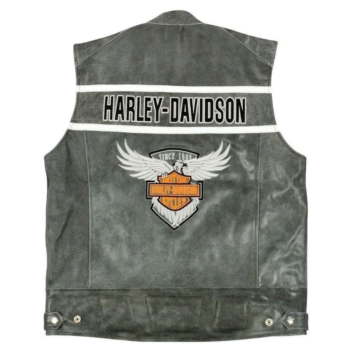 Harley Davidson Men’s Genuine Leather Black Biker Vest Leather Vest Motorcycle