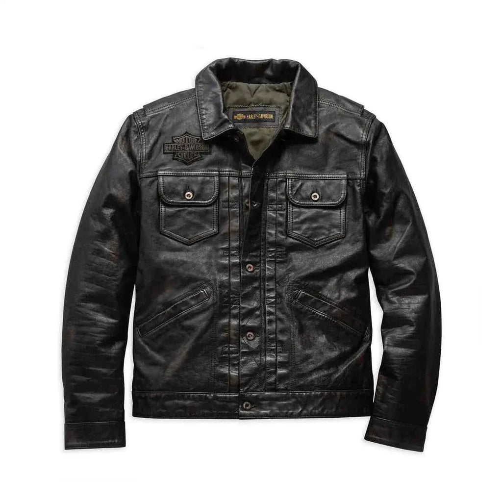 Harley-Davidson Men’s Digger Slim Fit Washed Leather Jacket