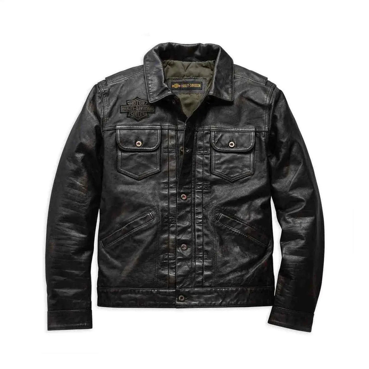 Harley-Davidson Men’s Digger Slim Fit Washed Leather Jacket