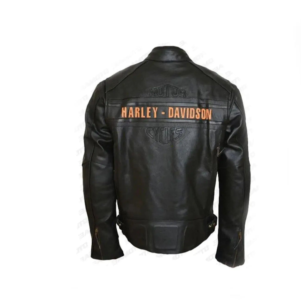 Bill Goldberg Black Harley Davidson Motorcycle Leather Jacket