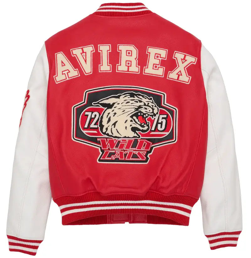 Avirex Red Wildcat Varsity Leather Jacket