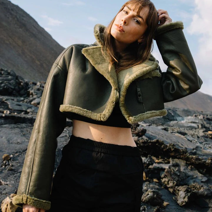 Olive Green Shearling Jacket