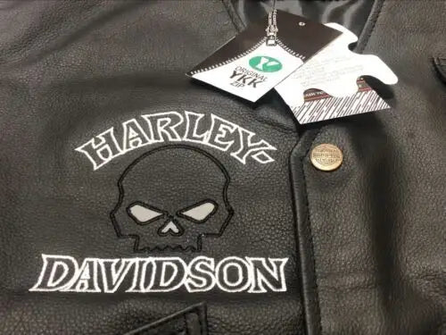 Premium Vest HD Reflective Skull Vest Men’s Harley Motorcycle Cowhide Leather