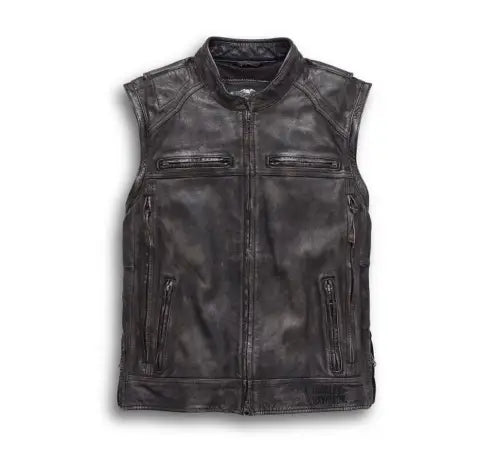 Harley Davidson Men Dauntless Convertible 2 in 1 Genuine Cow Leather Jacket