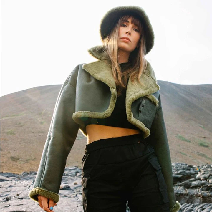 Olive Green Shearling Jacket