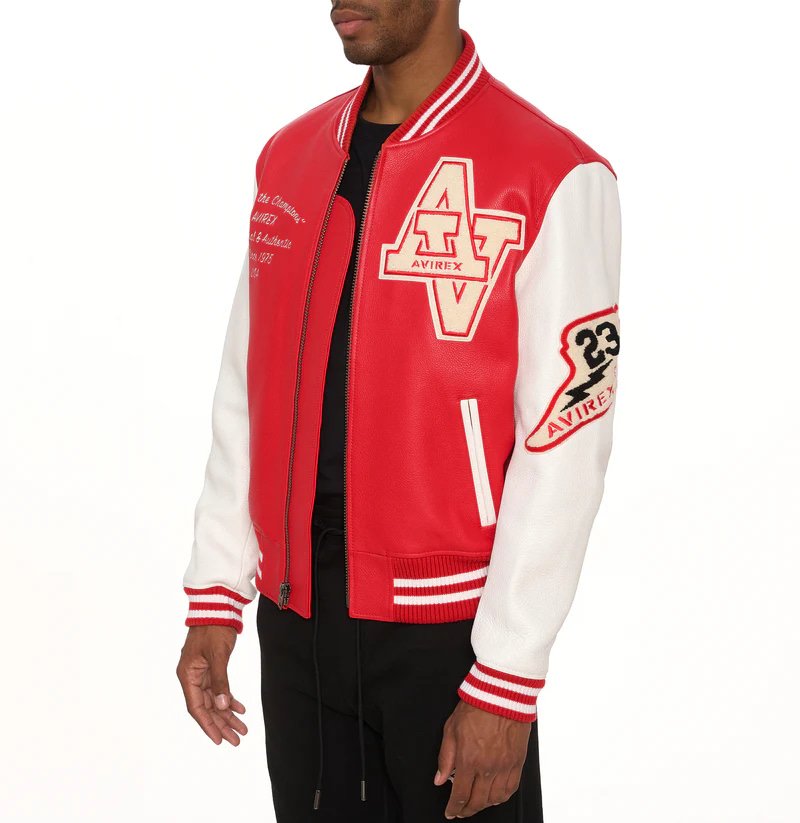 Avirex Red Wildcat Varsity Leather Jacket