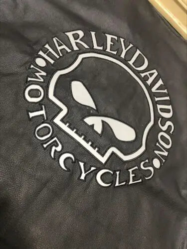 Premium Vest HD Reflective Skull Vest Men’s Harley Motorcycle Cowhide Leather