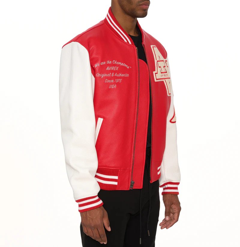 Avirex Red Wildcat Varsity Leather Jacket