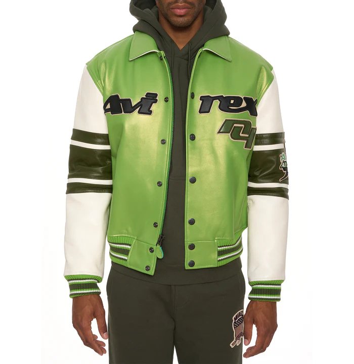 Stars & Stripes Iconic Americana Avirex Green Leather Jacket