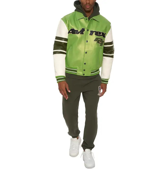 Stars & Stripes Iconic Americana Avirex Green Leather Jacket