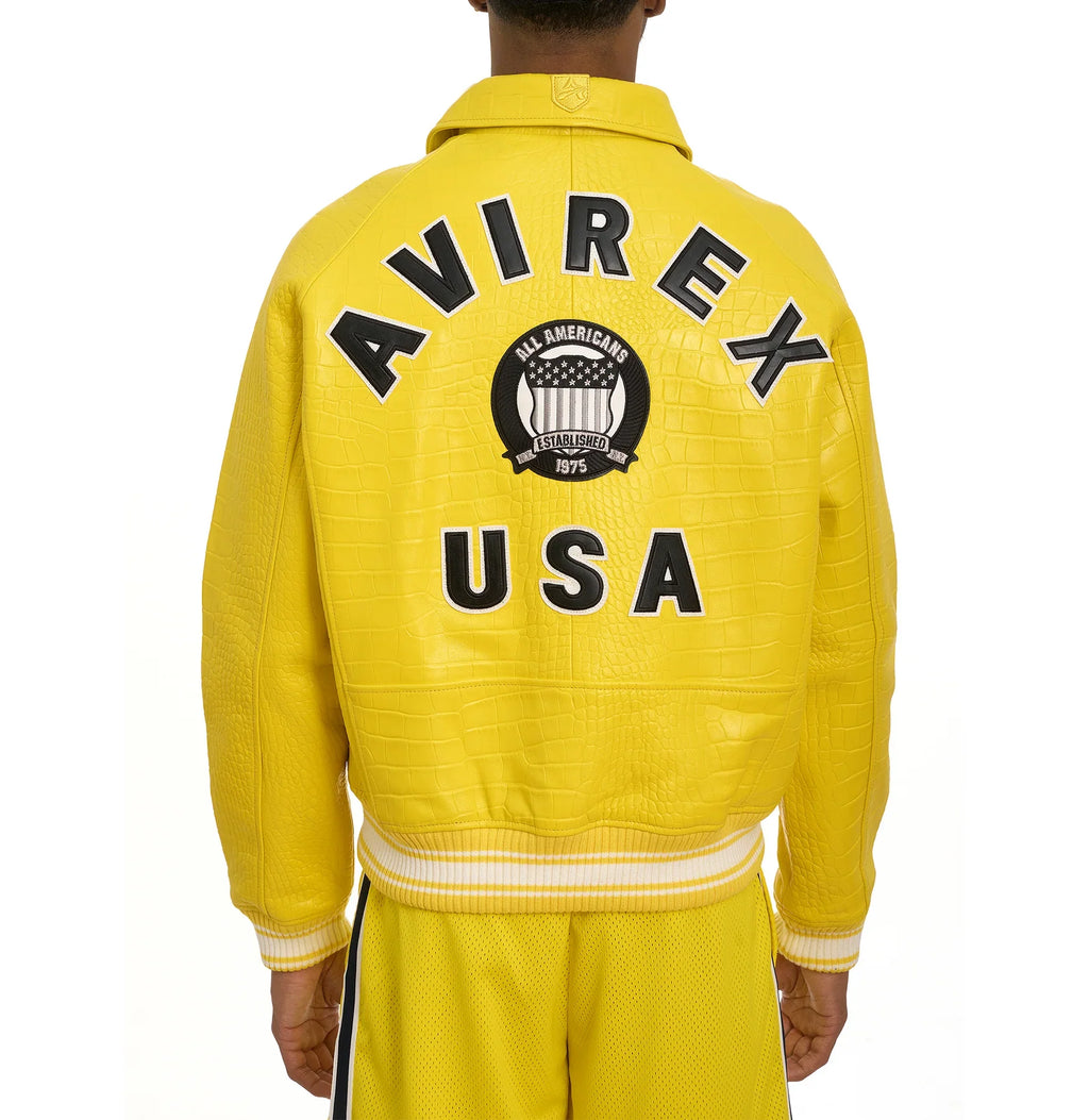 Men’s Avirex Limited Edition Crocodile Yellow Leather Jacket