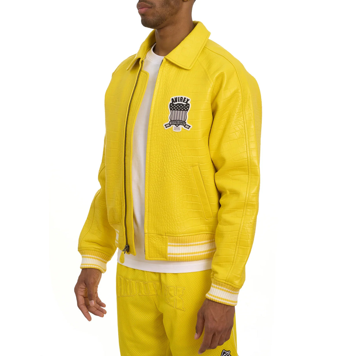 Men’s Avirex Limited Edition Crocodile Yellow Leather Jacket