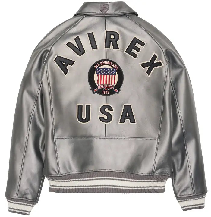 Avirex Pewter Metallic Icon Leather Jacket