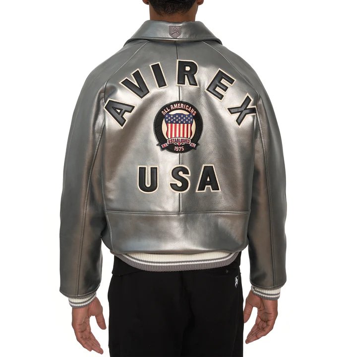 Avirex Pewter Metallic Icon Leather Jacket