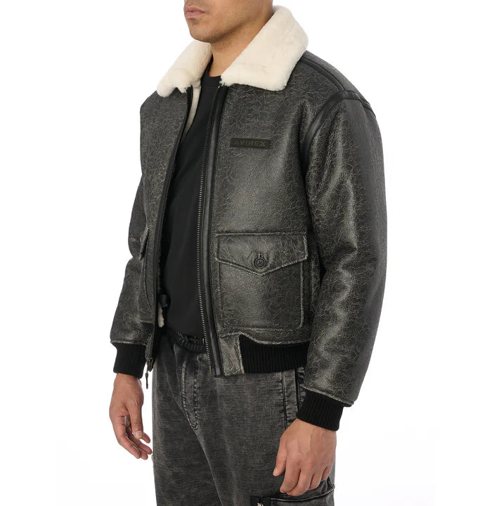 Men’s Avirex Shearling Real Fur Leather Jacket