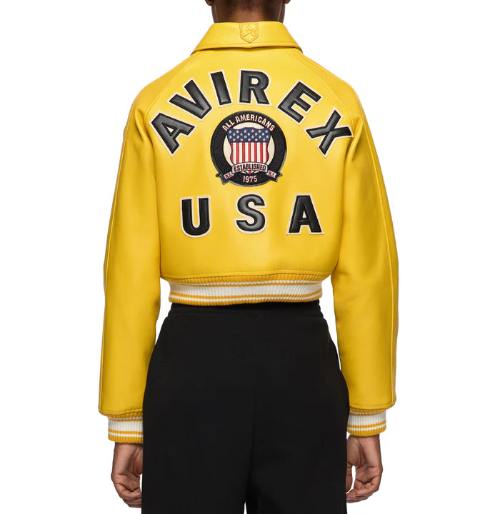 Women’s Avirex Simple Gold Cropped Leather Jacket