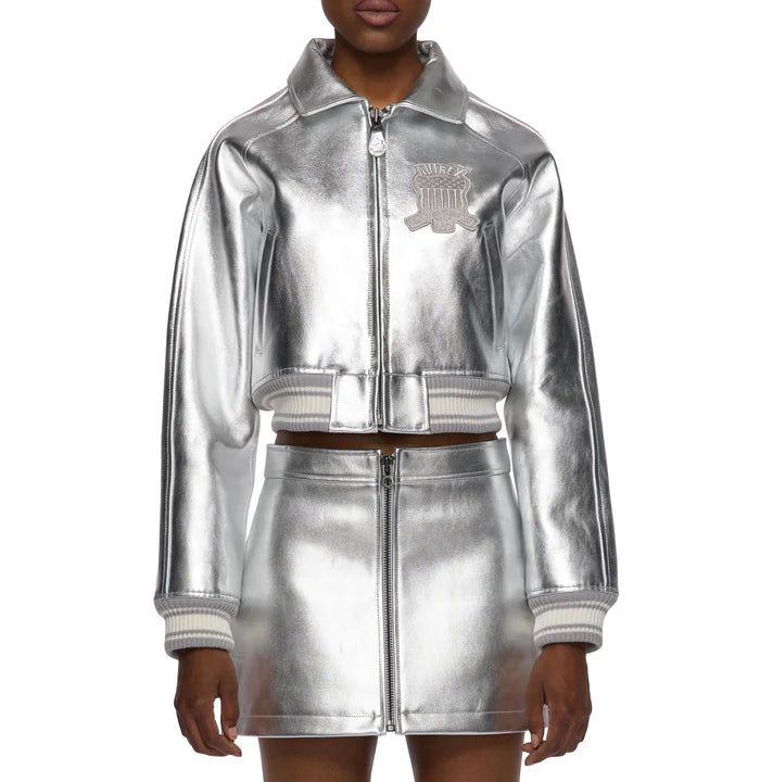 Shine Bright Limited Edition Cropped Metallic Icon Silver Jacket