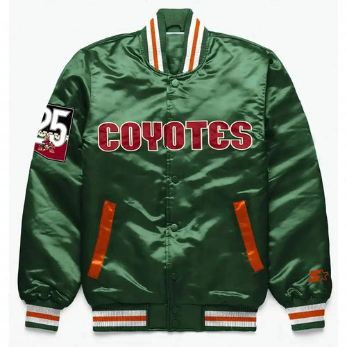 Arizona Coyotes Green Satin Bomber Jacket – Stylish and Exclusive