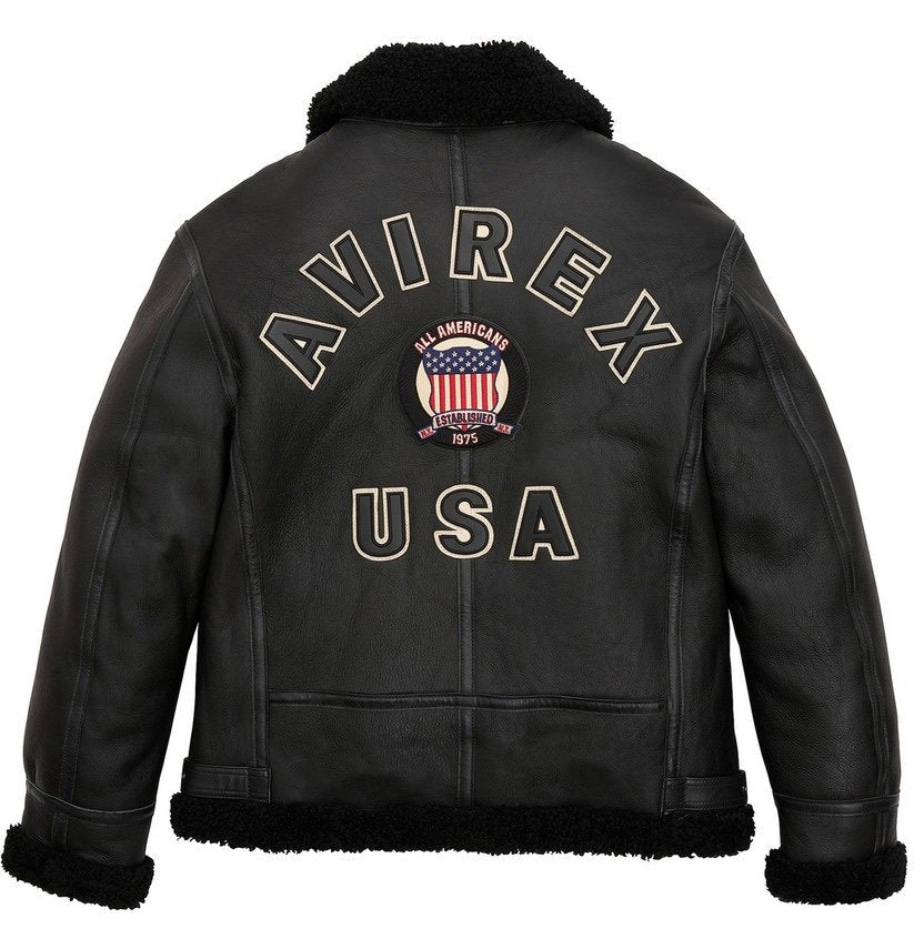 Avirex B3 Shearling Black Leather Jacket
