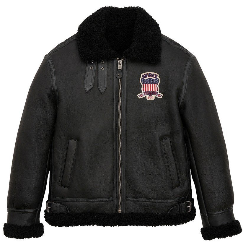 Avirex B3 Shearling Black Leather Jacket