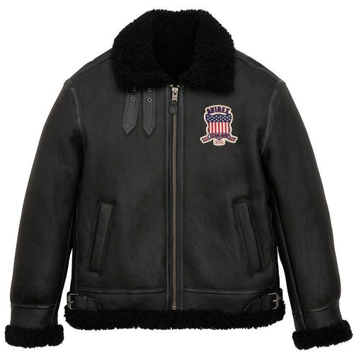 Avirex B3 Shearling Black Leather Jacket
