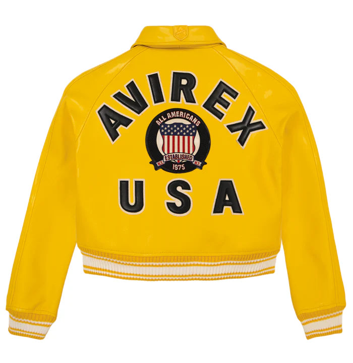Women’s Avirex Simple Gold Cropped Leather Jacket
