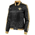 Black New Orleans Saints Starter Women’s Overtime Varsity Satin Full-Snap Jacket
