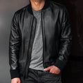 Men's Classic Black Bomber Jacket Lightweight Casual Flight Style