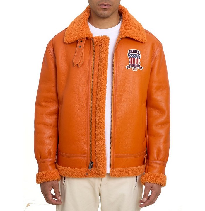 Avirex B3 Orange Shearling Jacket