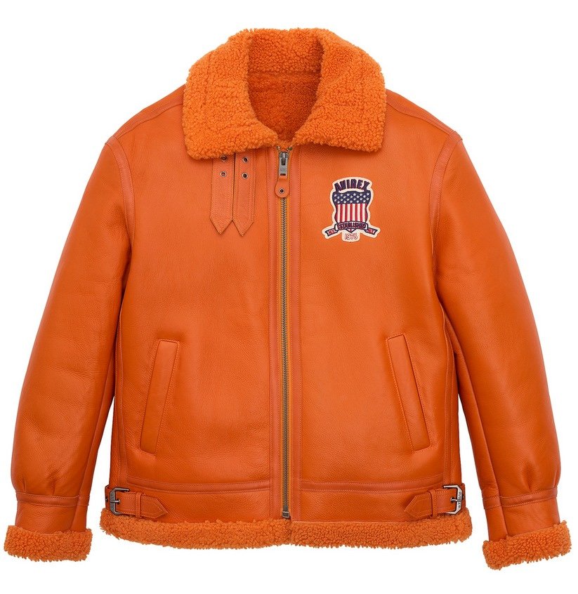 Avirex B3 Orange Shearling Jacket