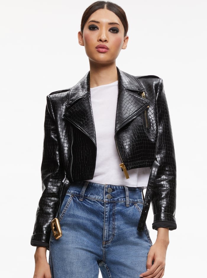 Women’s Cropped Crocodile Leather Jacket
