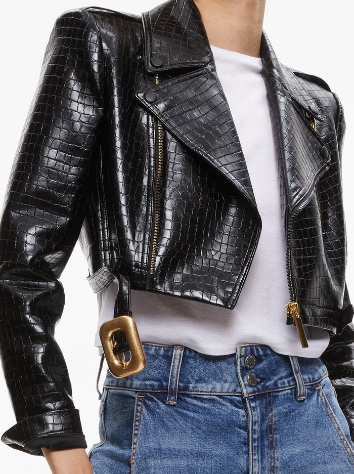 Women’s Cropped Crocodile Leather Jacket