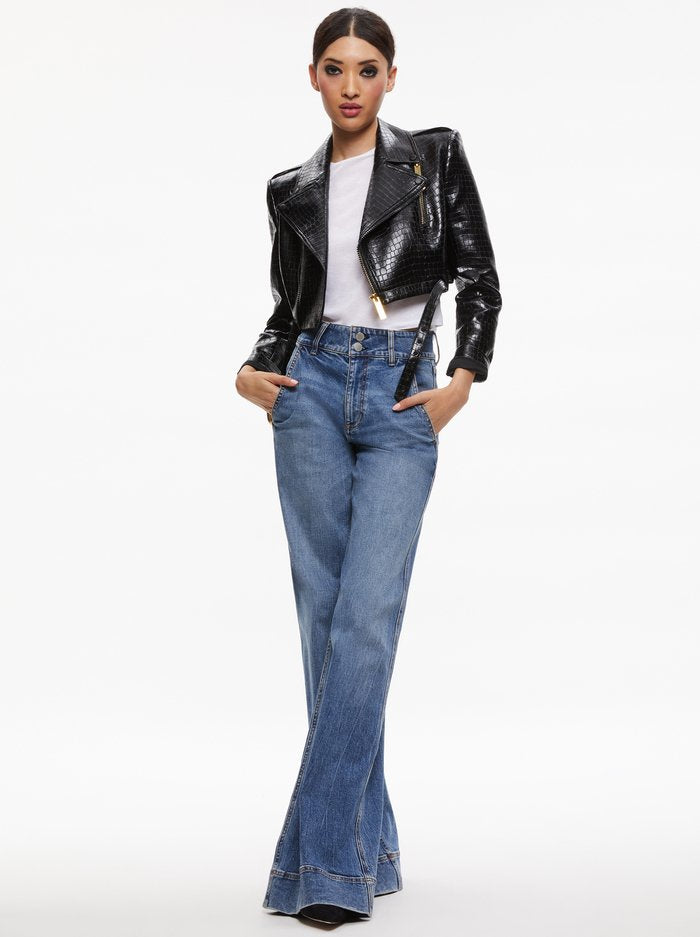 Women’s Cropped Crocodile Leather Jacket