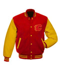Calgary Flames Red and Gold Varsity Jacket – Premium Unisex Fan Apparel