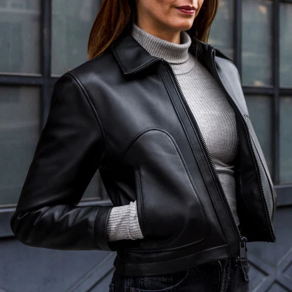 Women's Camino Leather Jacket Classic Slim Fit Moto Style