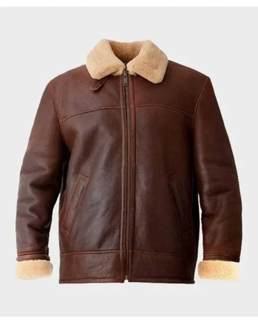 Clark Shearling Leather Brown Jacket for Men