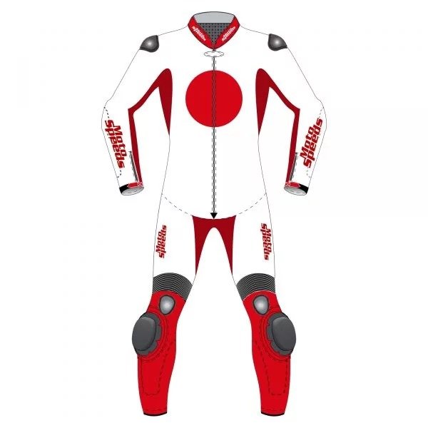 Custom Japan Flag Leather Motorcycle Suit