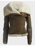 Dana Soft Shearling Sheepskin Leather Brown Jacket Women