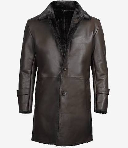 Davis Shearling Leather Brown Jacket for Men