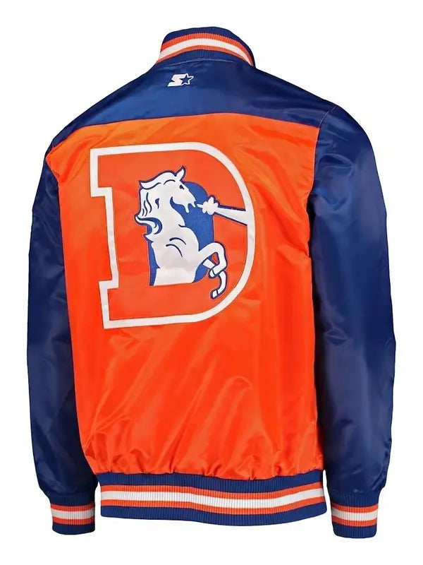 Denver Broncos Orange Varsity Jacket–Perfect for fans.