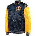 Denver Nuggets Starter The Enforcer Varsity Satin Full-Snap Jacket – Navy/Gold