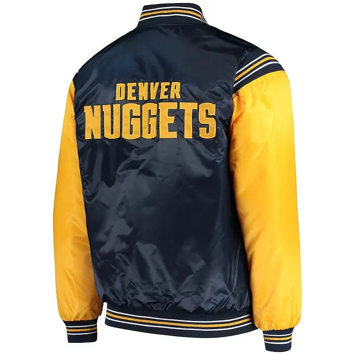 Denver Nuggets Starter The Enforcer Varsity Satin Full-Snap Jacket – Navy/Gold
