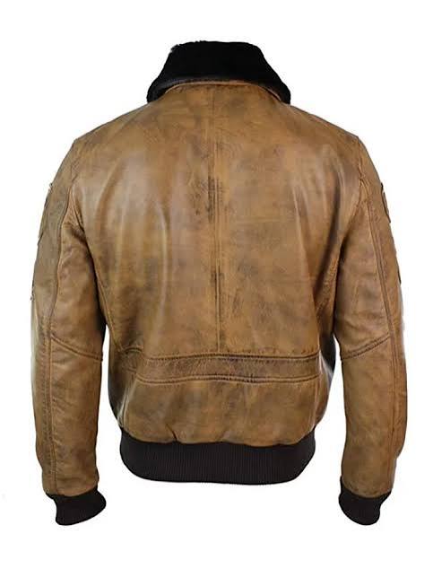Devin Aviator Tan Bomber Brown Jacket with Patches for Men
