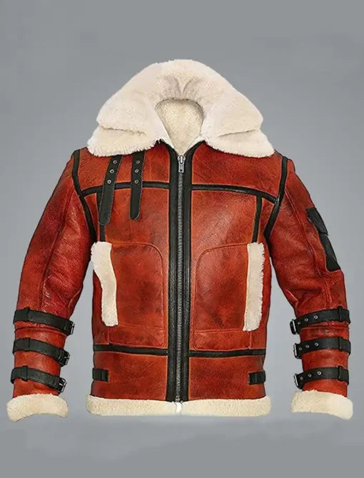 Drew Aviator B6 Sheepskin Bomber Leather Jacket for Men