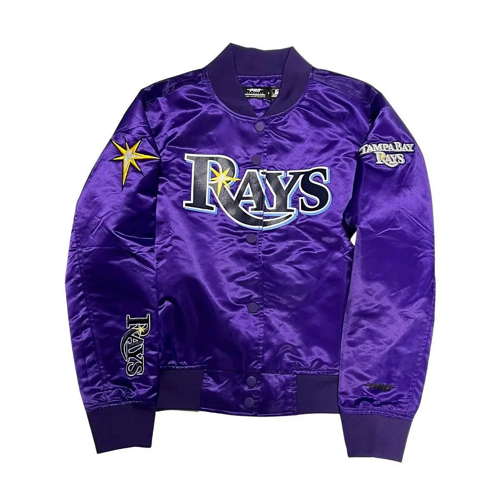 Rays Women’s Purple Satin Jacket with Full Logo Design