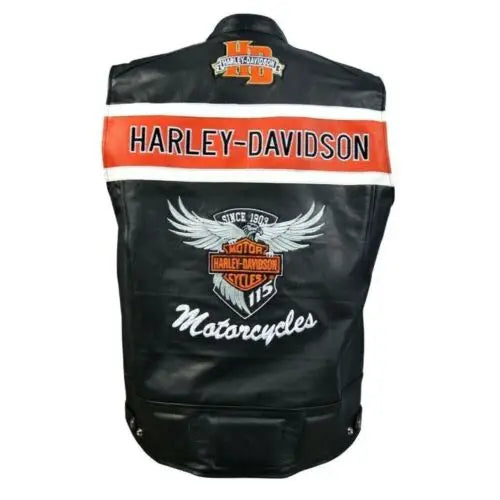 Harley Davidson Men’s Genuine Leather Black Legendary Biker Vest Moto Cafe Racer