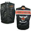 Harley Davidson Men’s Genuine Leather Black Legendary Biker Vest Moto Cafe Racer